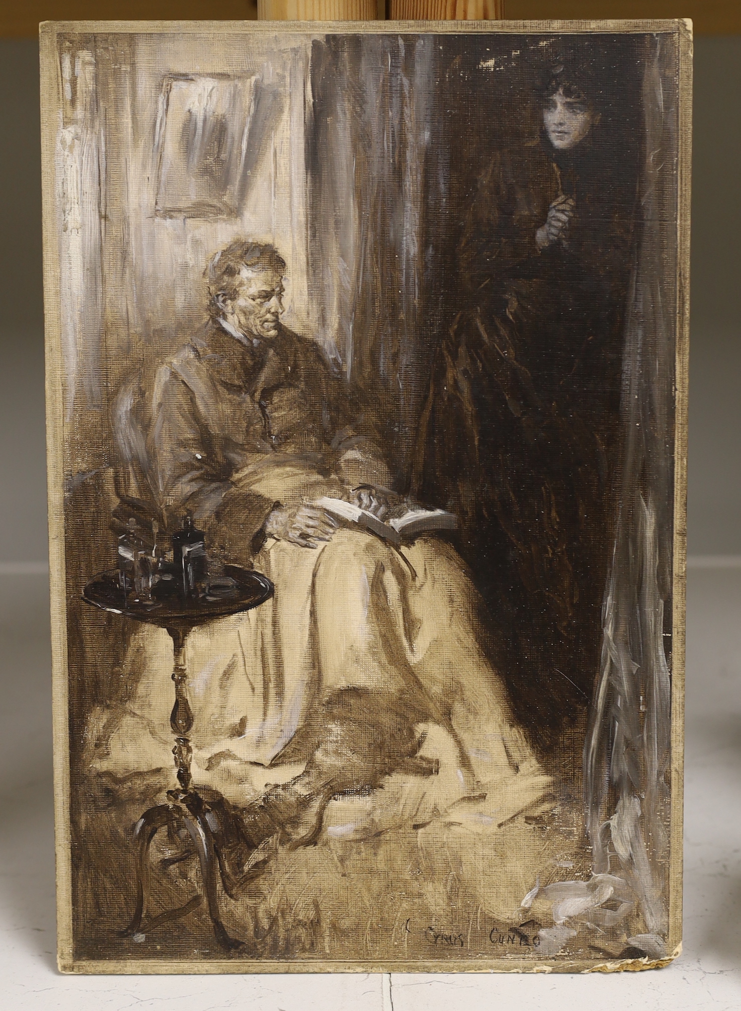Cyrus Cincinato Cuneo ROI (1879-1916), watercolour on textured paper, 'Dawn', illustration for a periodical, signed, 30 x 20cm, unframed